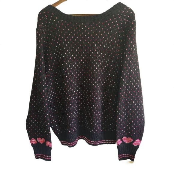 Torrid Sweater Cardigan Women's 2X Plus Size Black Bears Pink Hearts - Picture 2 of 5